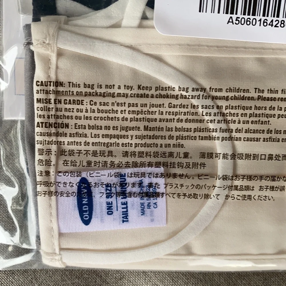 New old navy kid face masks 2 packs of 5 mask Grey black ivory multi 😷